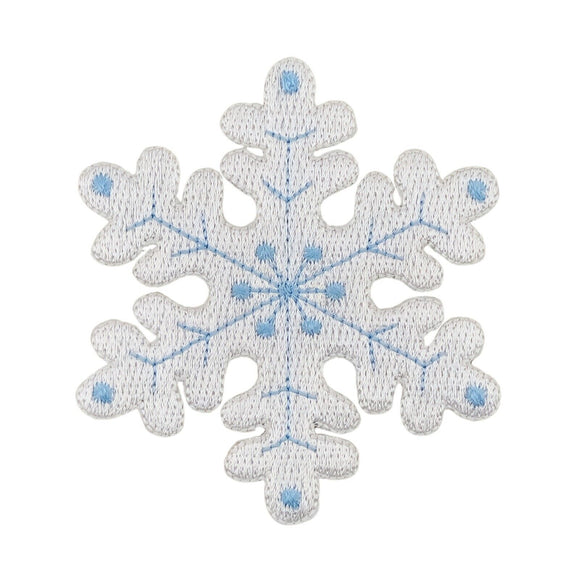 bc70★Schneeflocke Weiß Eis Kristall Aufnäher Bügel Bild Flicken Patch 7,2 x 8cm