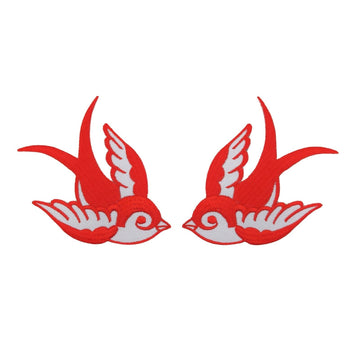 am01★Schwalben 2er Set Aufnäher zum aufbügeln Bügelbild Vogel Patch 8,7 x 8,4 cm