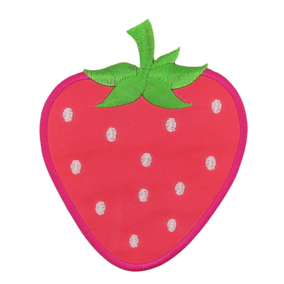 an89★Erdbeere Rosa Aufnäher aufbügeln Bügelbild Applikation Patch 7,1 x 8,7 cm