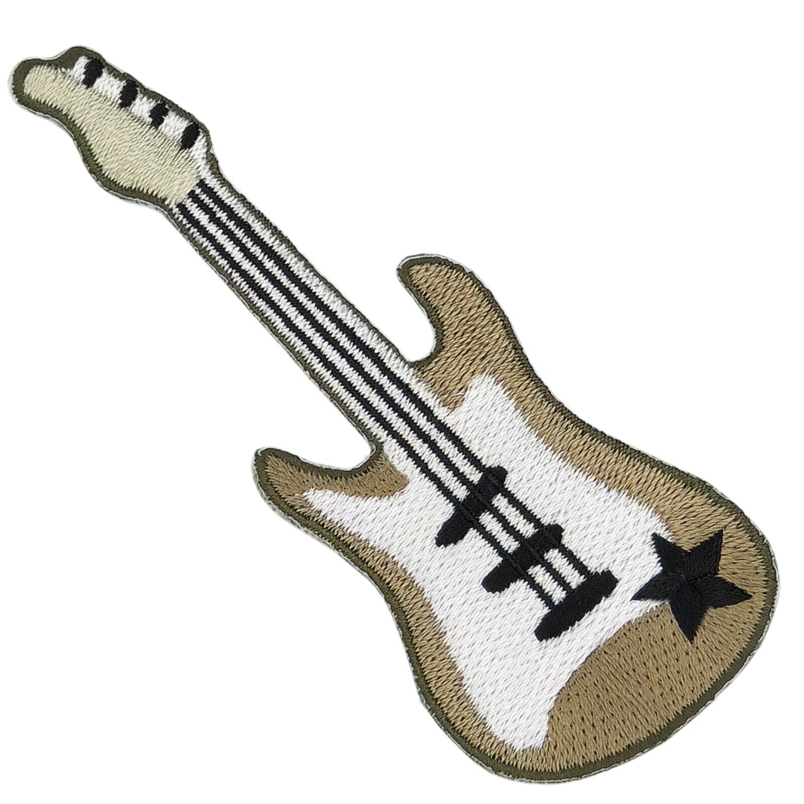 bc43★Gitarre Aufnäher aufbügeln aufnähen Musik Bass Bügel Bild Patch 10,3 x 4 cm