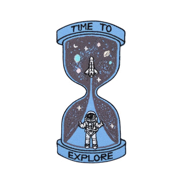 bb20★Sanduhr Weltall Aufnäher aufbügeln Astronaut Bügel Bild Patch 5,2 x 10,6 cm