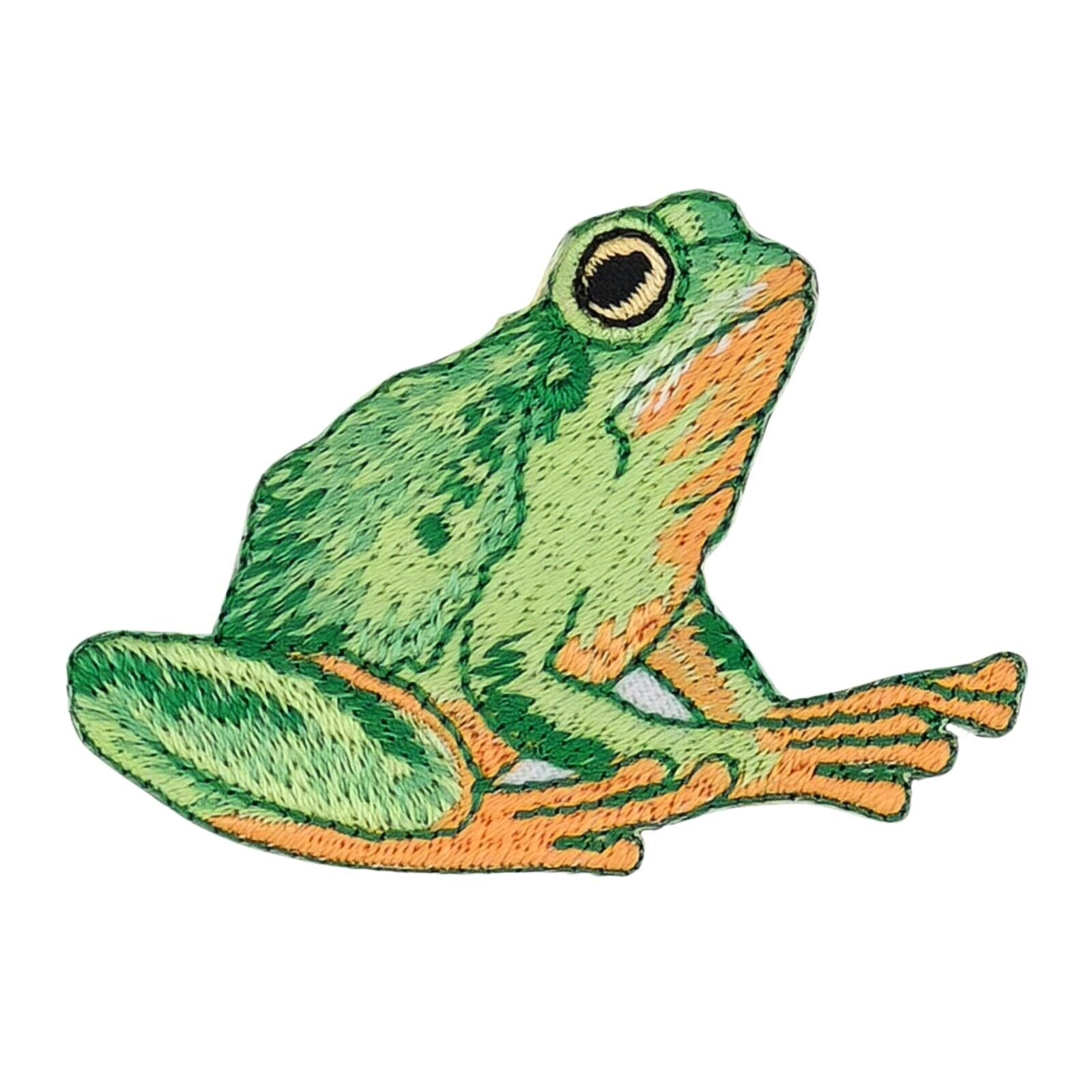 bc28★Frosch Aufnäher zum aufbügeln aufnähen Bügel Bild Flicken Patch 6 x 4,3 cm