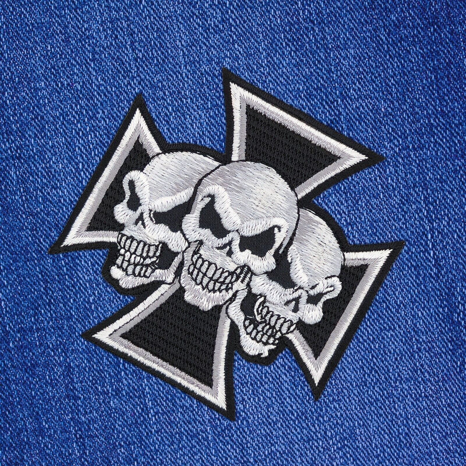 ak44★Totenkopf Biker Eisernes Kreuz Aufnäher Bügelbild Patch Flicken 8,5 x 8,5cm