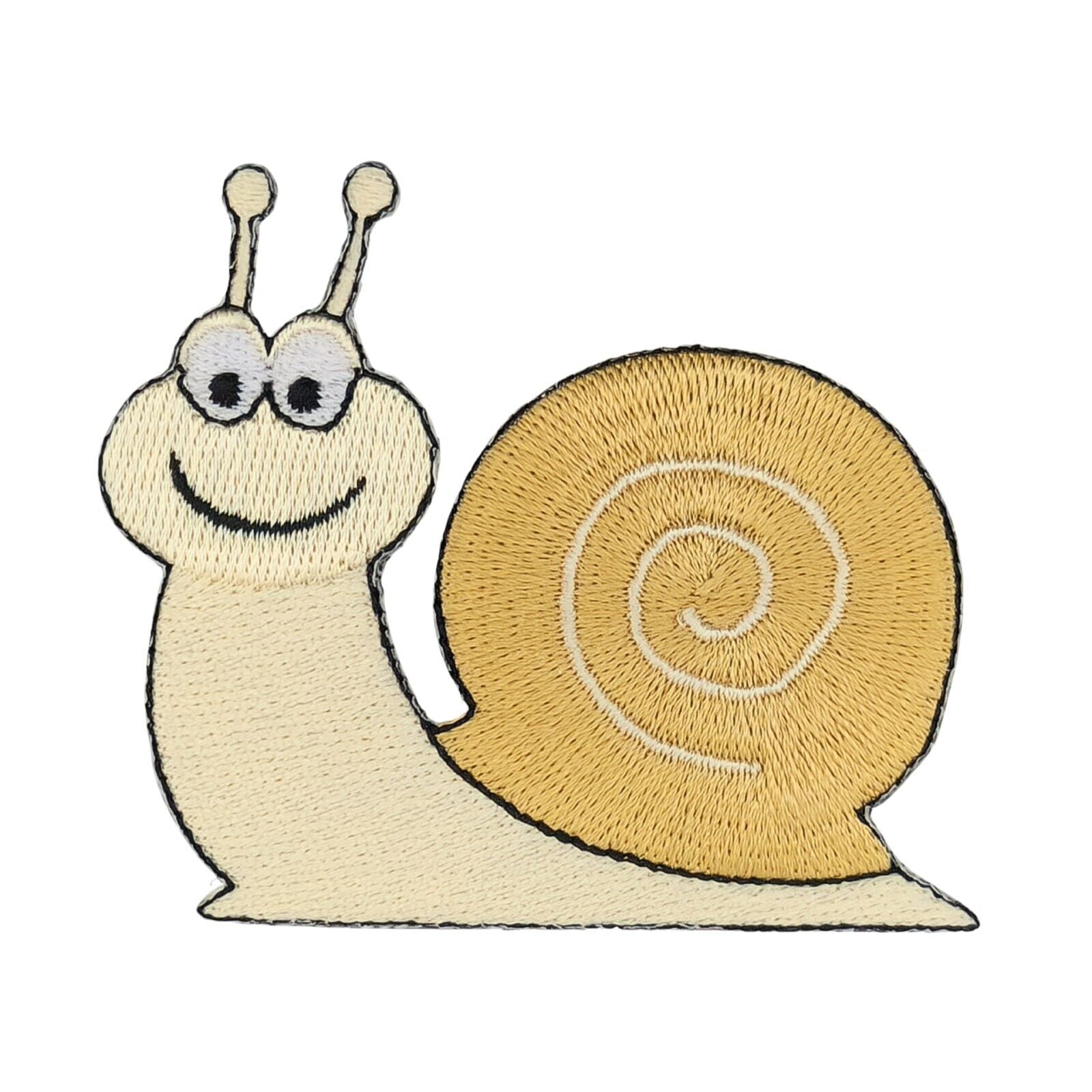 bc48★Schnecke Beige Aufnäher zum aufbügeln Bügel Bild Flicken Patch 7,0 x 6,2 cm