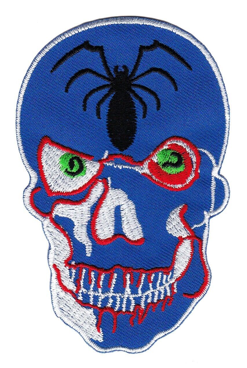 bg42★Totenkopf Spinne Aufnäher zum aufbügeln Bügelbild Patch Flicken 6,3 x 9,8cm