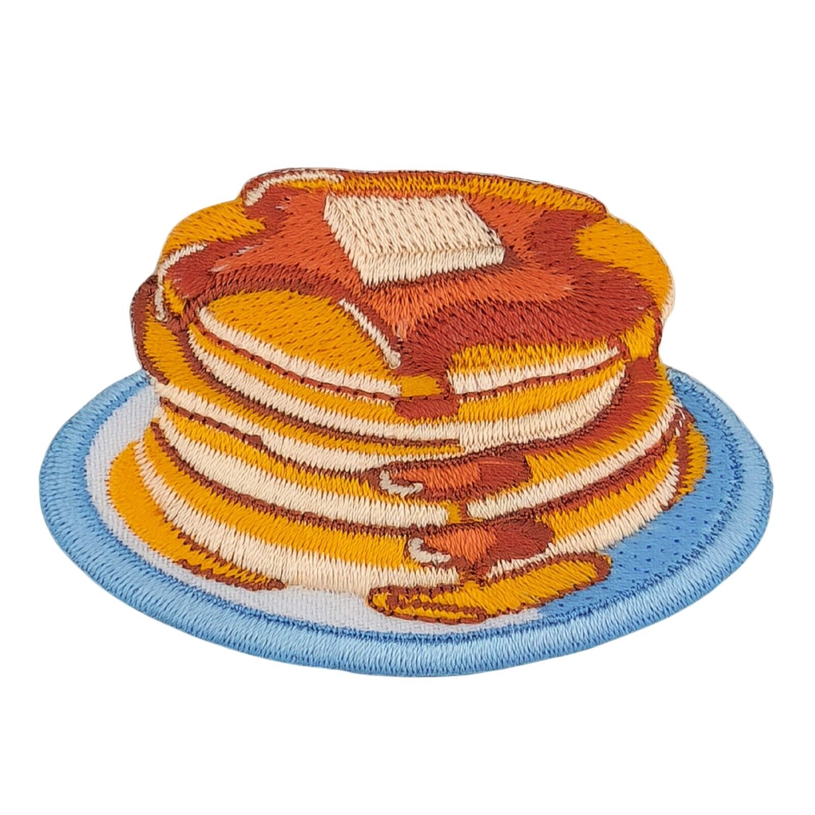 bb63★Pfannkuchen Teller Aufnäher aufbügeln Pancake Bügel Bild Patch 7,0 x 4,9 cm