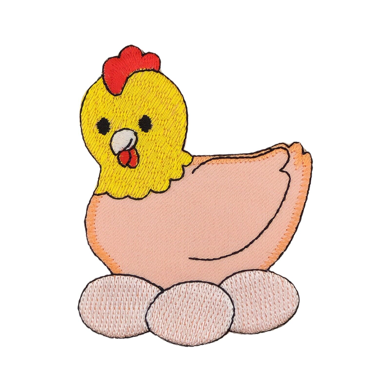 ao77★Huhn Eier Henne Aufnäher aufbügeln Bügelpatch Bügelbild Patch 6,2 x 8,0 cm