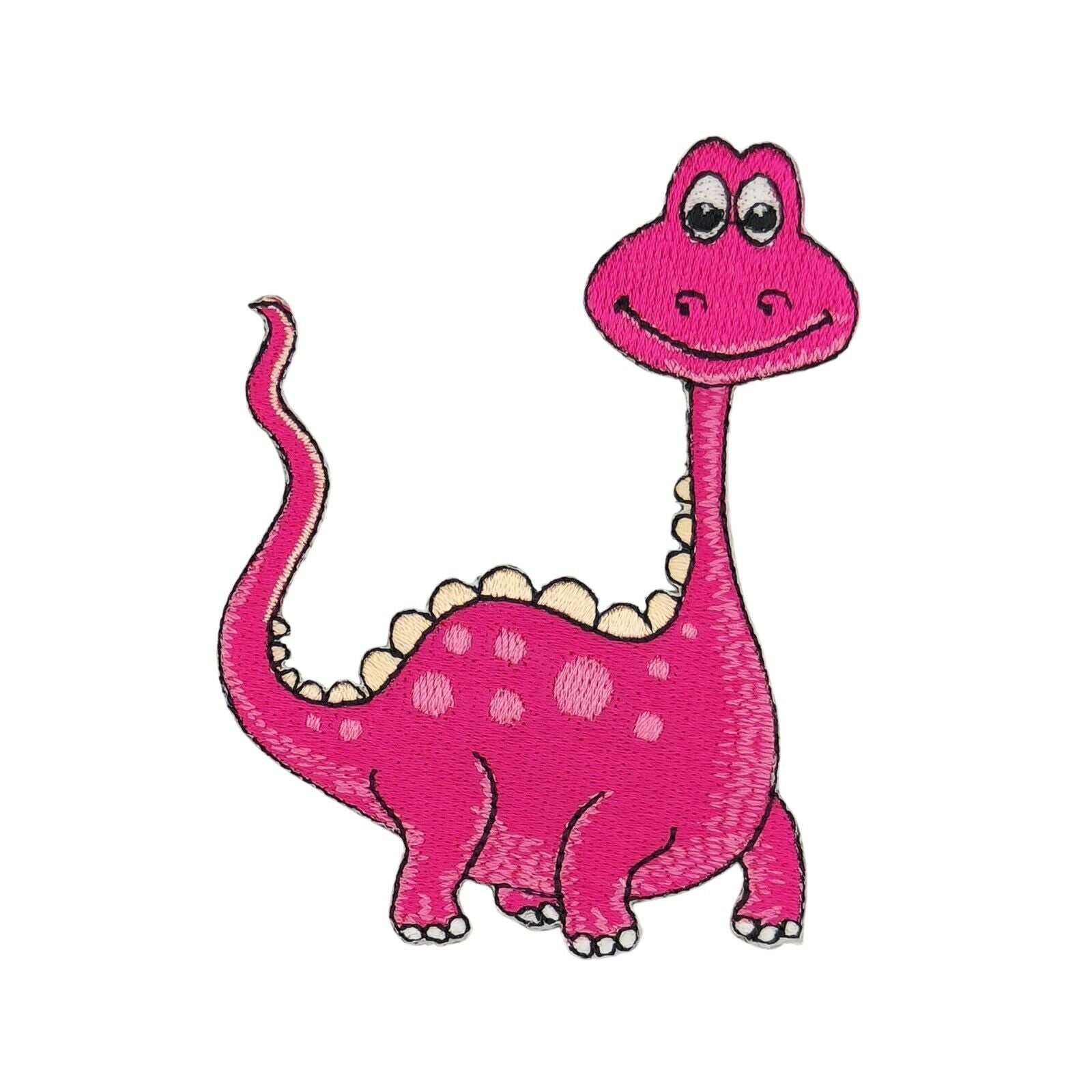 bc37★Dino Pink Aufnäher aufbügeln Dinosaurier Kinder Bügel Bild Patch 7 x 8,8 cm