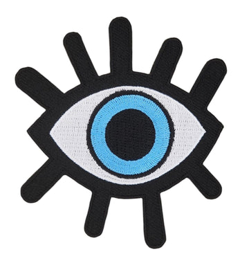 bf56★Auge Blau Aufnäher zum aufbügeln Bügelbild Patch Applikation 7,3 x 8,6 cm
