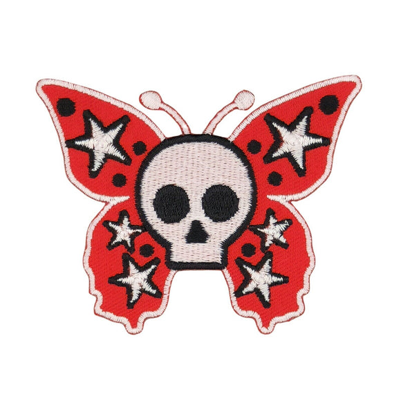an26★Schmetterling Stern Totenkopf Aufnäher Bügelbild Patch Flicken 7,8 x 6,3 cm