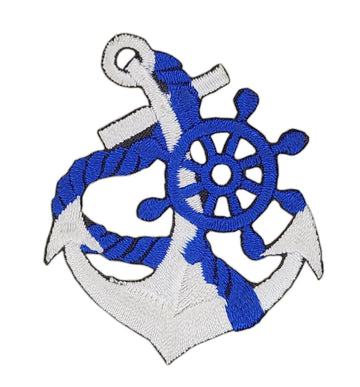 bf55★Anker Weiß Aufnäher aufbügeln Bügelbild Patch Tau Rad Seefahrt 4,4 x 5,2 cm