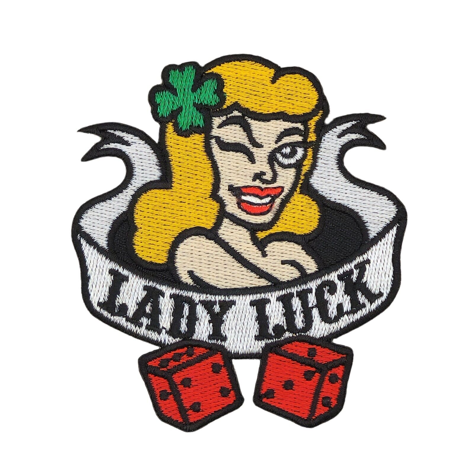 ag71★Lady Luck Glück Aufnäher aufbügeln Bügelbild Bügelpatch Patch 6,9 x 7,8 cm