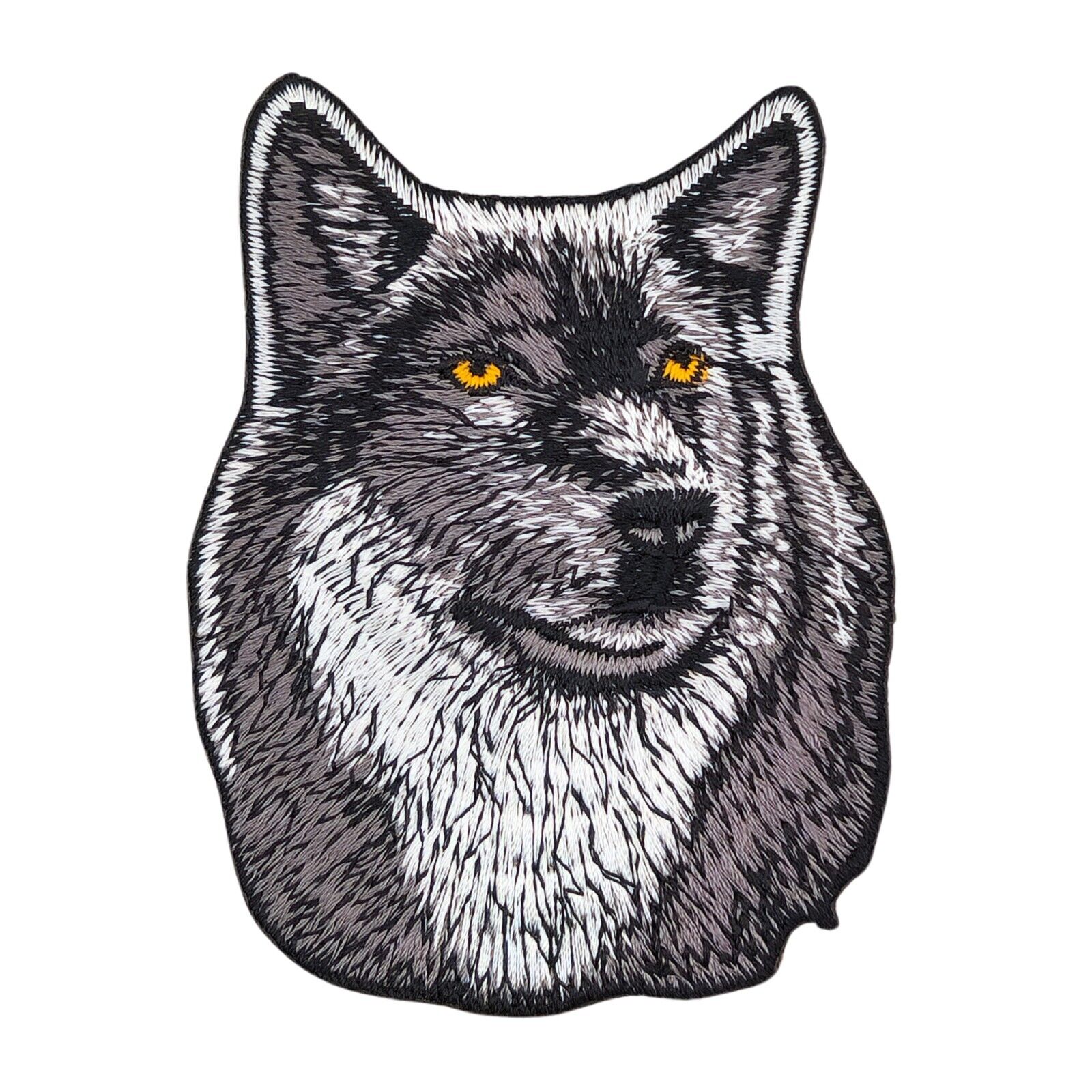 au55★Wolf Hund Kopf Aufnäher aufbügeln Bügelbild Patch Applikation 7,3 x 9,3 cm