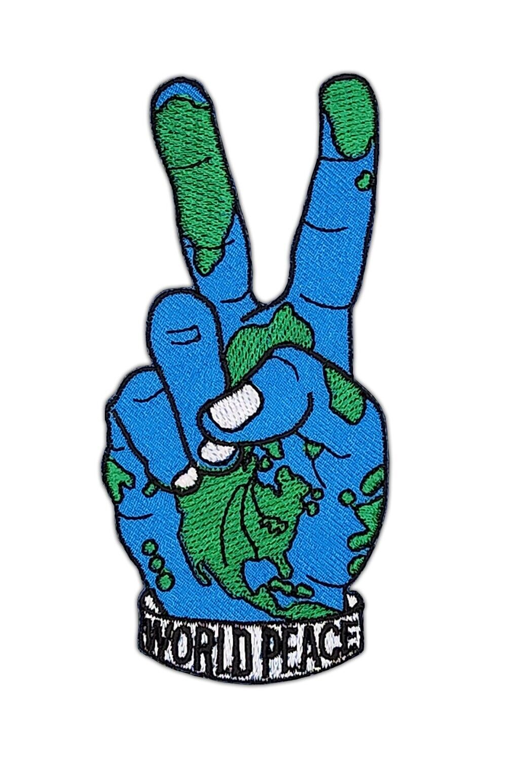 af23★World Peace Victory Sign Iron-On Patch 10 x 4.8cm