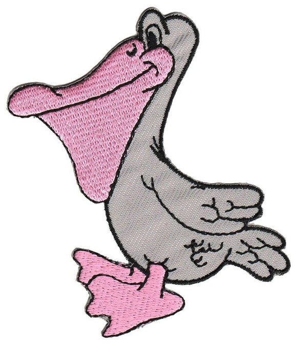 bb94★Pelikan Vogel Aufnäher aufbügeln Bügelbild Patch Applikation 7,5 x 8,2 cm