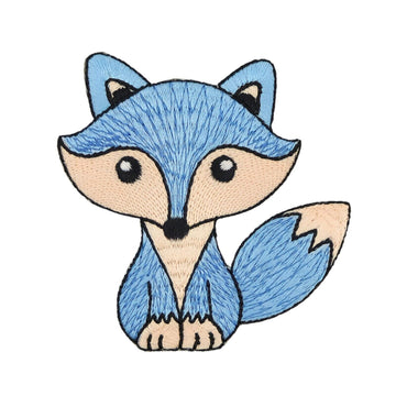 ao01★Fuchs Blau Aufnäher zum aufbügeln Bügelpatch Bügelbild Patch 7,5 x 7,7 cm
