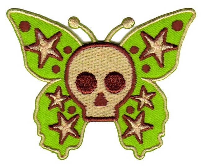 ah27★Schmetterling Totenkopf Aufnäher Bügelbild Applikation Patch Neu 8 x 6,5 cm