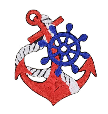 bf50★Anker Rot Aufnäher aufbügeln Bügelbild Patch Tau Rad Seefahrt 4,4 x 5,2 cm