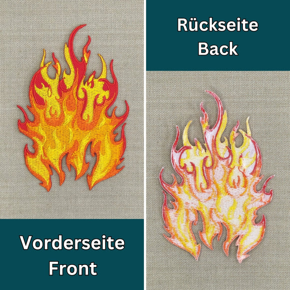 aa02★Feuer Flamme Aufnäher zum aufbügeln Bügelbild Patch Applikation 6,6 x 10 cm