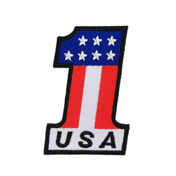 ak32★Nummer Eins 1 USA Flagge Aufnäher Bügelbild Applikation Patch 5,5 x 8,3 cm