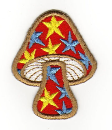 af39★Pilz Sterne Aufnäher zum aufbügeln Bügelbild Applikation Patch 4,6 x 6 cm