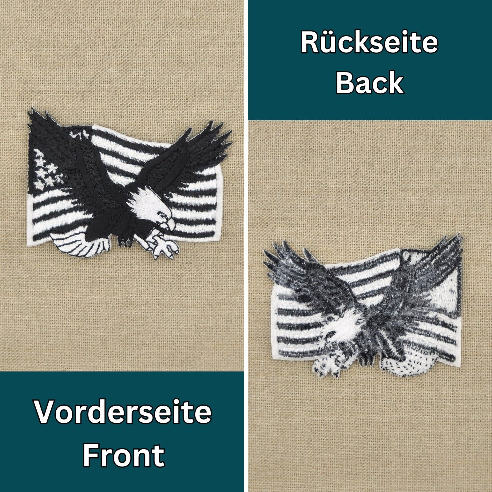 ad41★USA Flagge Adler Aufnäher aufbügeln aufnähen Bügelbild Bügelpatch 8 x 6 cm