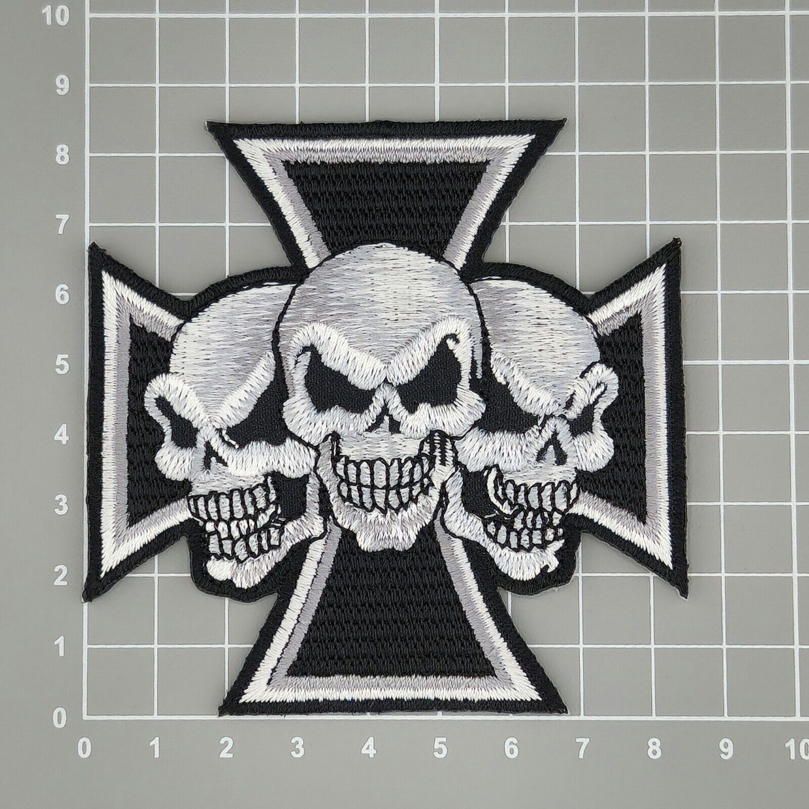 ak44★Totenkopf Biker Eisernes Kreuz Aufnäher Bügelbild Patch Flicken 8,5 x 8,5cm