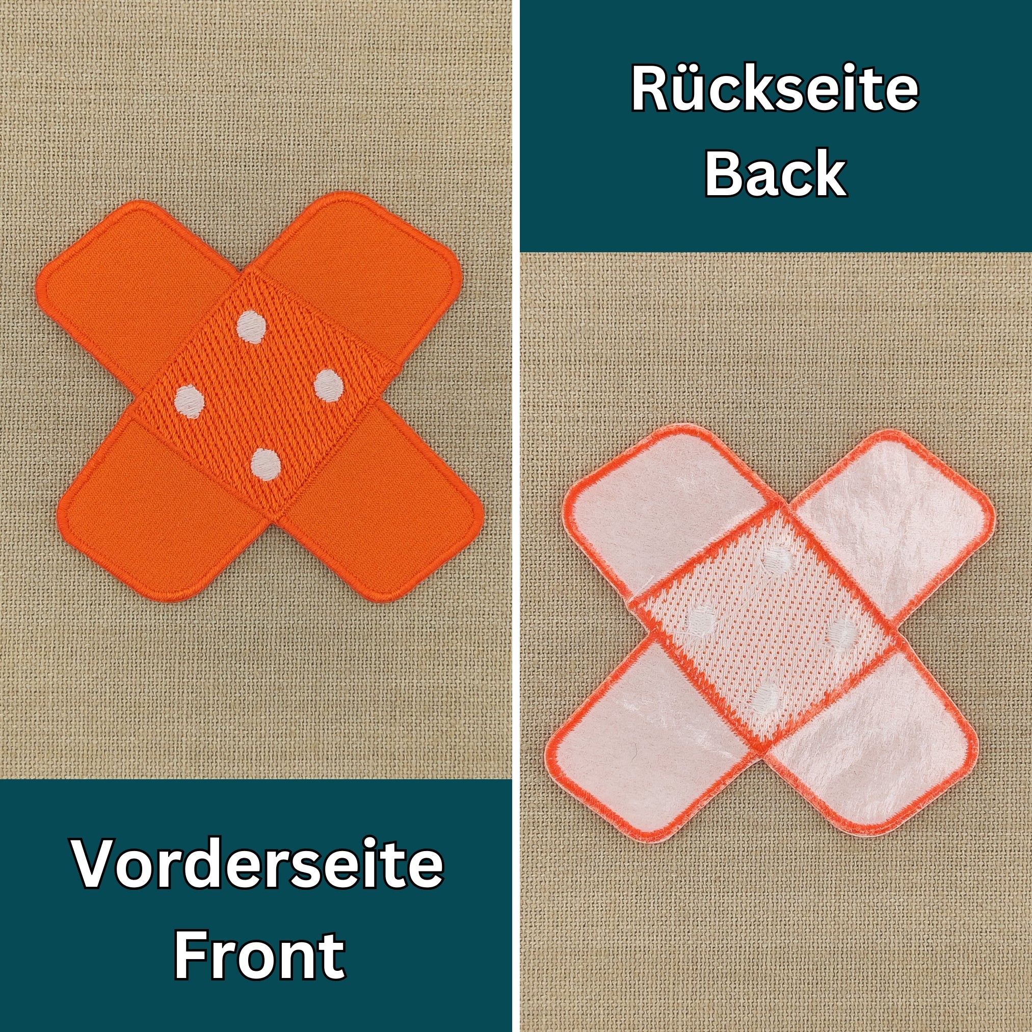 #bg09 Plaster Orange Trouser Plaster Patch Iron-On Application Patch Size 7.5 x 7.0 cm