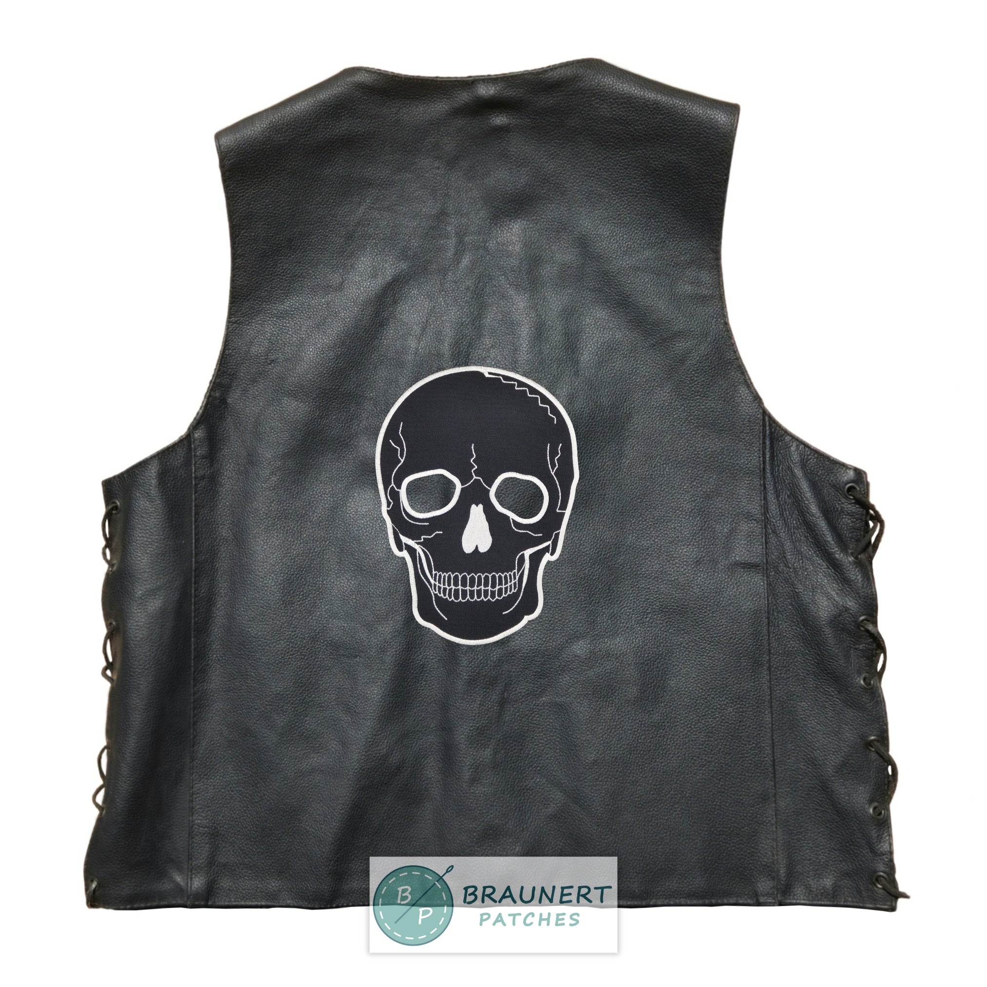 #Backpatch #47 Schwarzer Totenkopf Schädel Biker Rückenaufnäher Back Patch Größe 15,5 x 21 cm