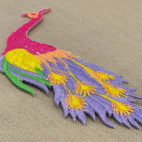 #aa61 Vogel Pfau Fasan Rot Aufnäher Bügelbild Applikation Patch Größe 11,0 x 6,8 cm