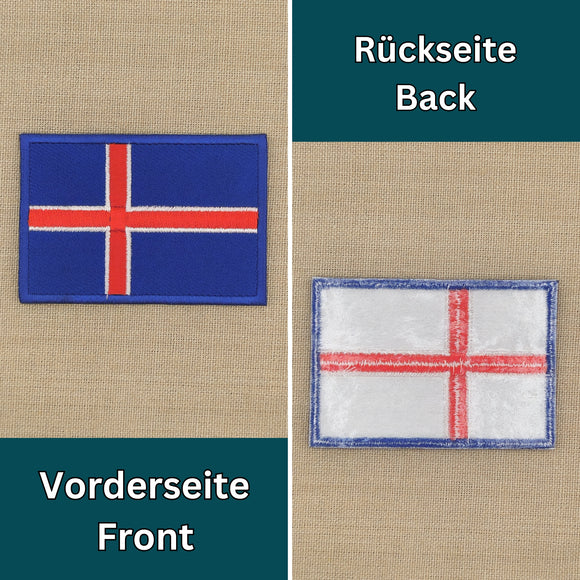 bb67★Island Flagge Aufnäher zum aufbügeln Bügelbild Flicken Patch 7,3 x 5 cm