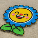 #aa89 Sonnenblume Blume Blau Aufnäher Kinder Bügelbild Applikation Größe-5