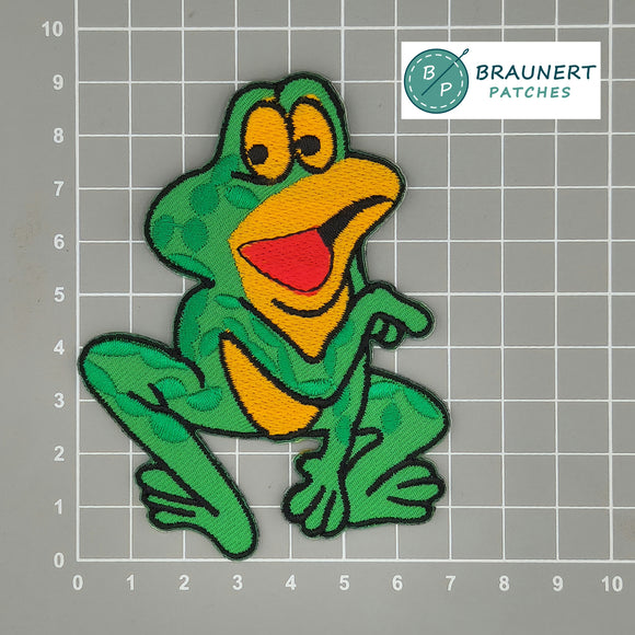 #aa54 Frosch Grün Aufnäher Bügelbild Applikation Patch Größe 8,5 x 7,0 cm