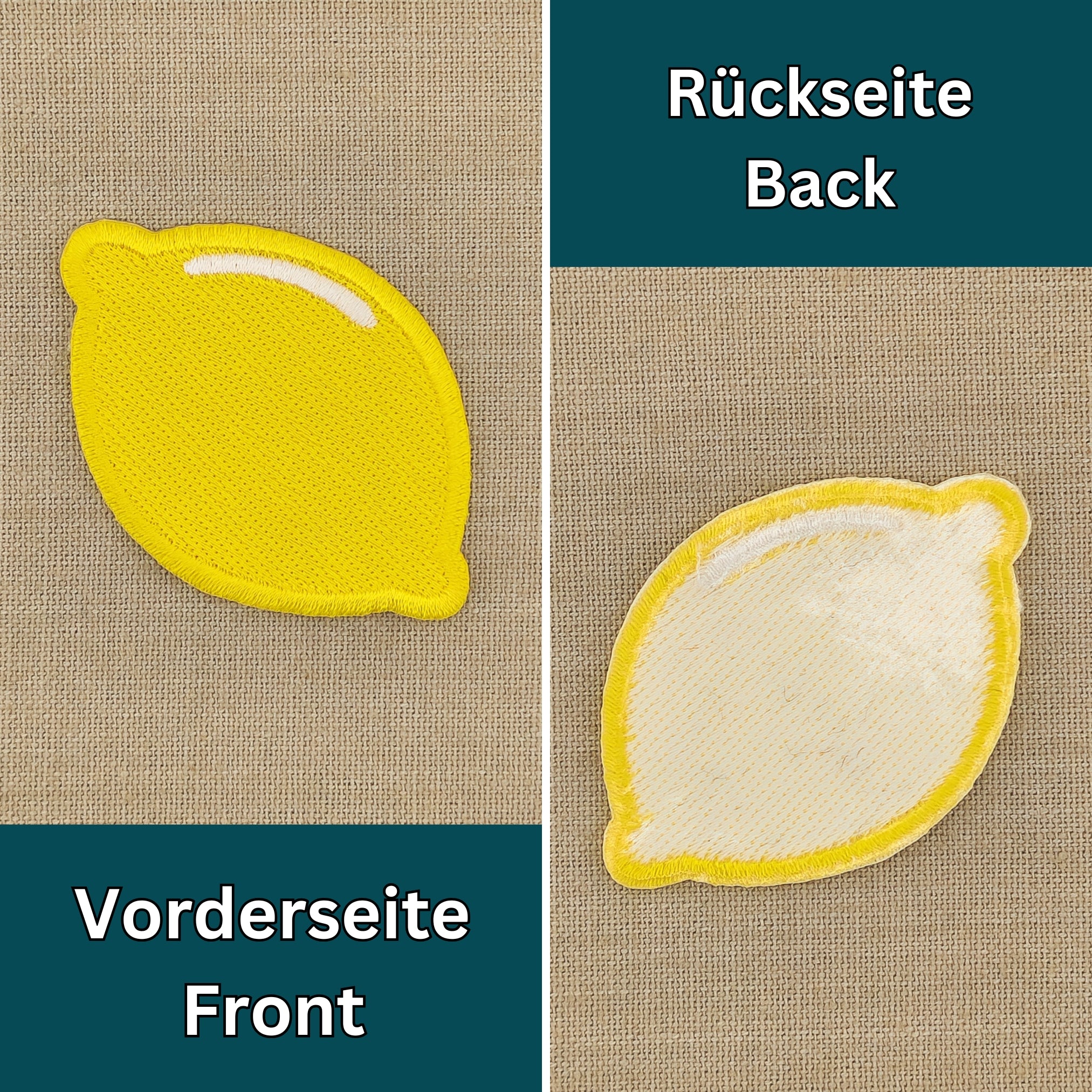 #aa68 Zitrone Gelb Aufnäher Bügelbild Patch Applikation Größe 7,0 x 4,7 cm
