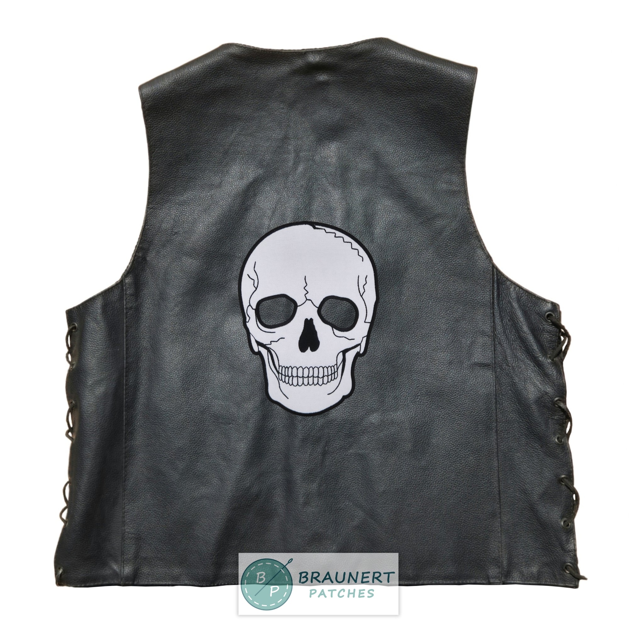 #Backpatch #46 Weißer Totenkopf Schädel Biker Rückenaufnäher Back Patch Größe 15,5 x 21 cm