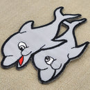 #aa51 Delfin Grau Kinder Aufnäher Bügelbild Applikation Patch Größe 7,5 x 5,1 cm-5