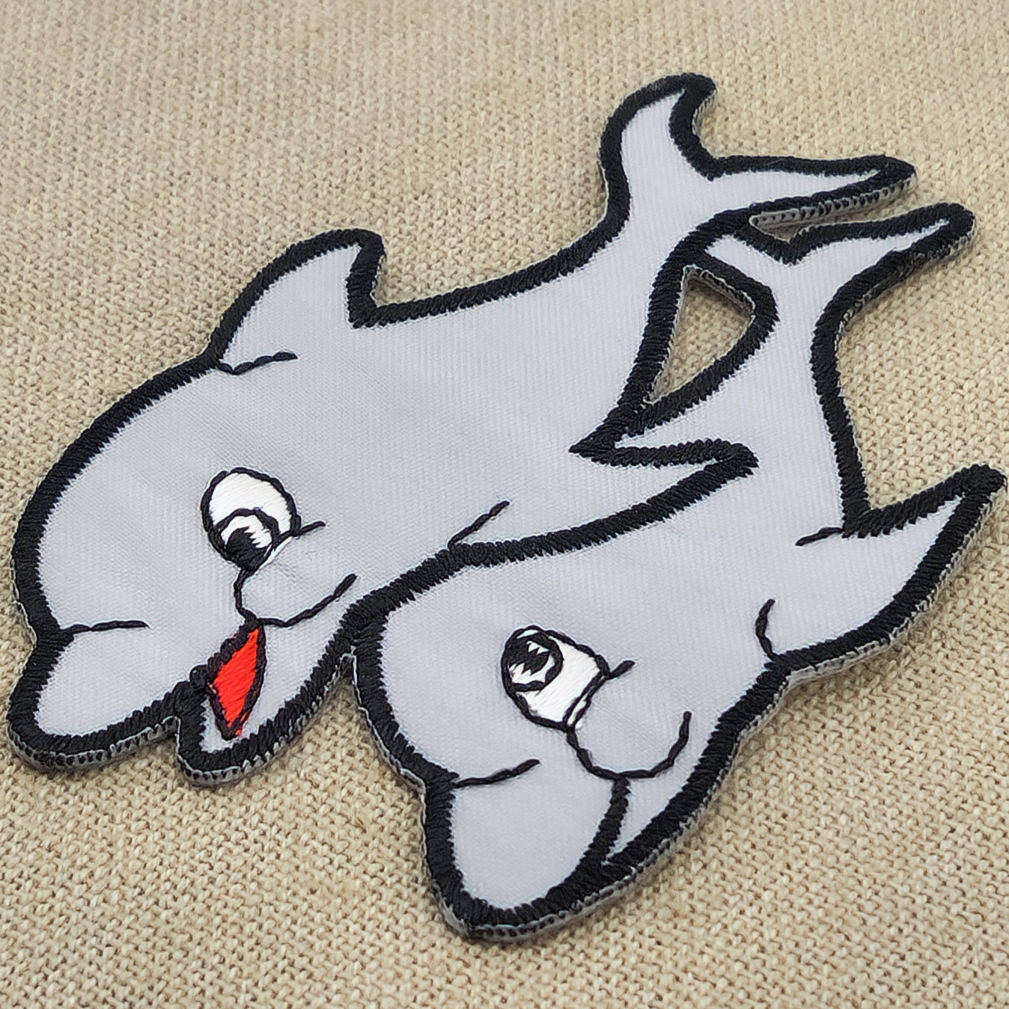 #aa51 Delfin Grau Kinder Aufnäher Bügelbild Applikation Patch Größe 7,5 x 5,1 cm