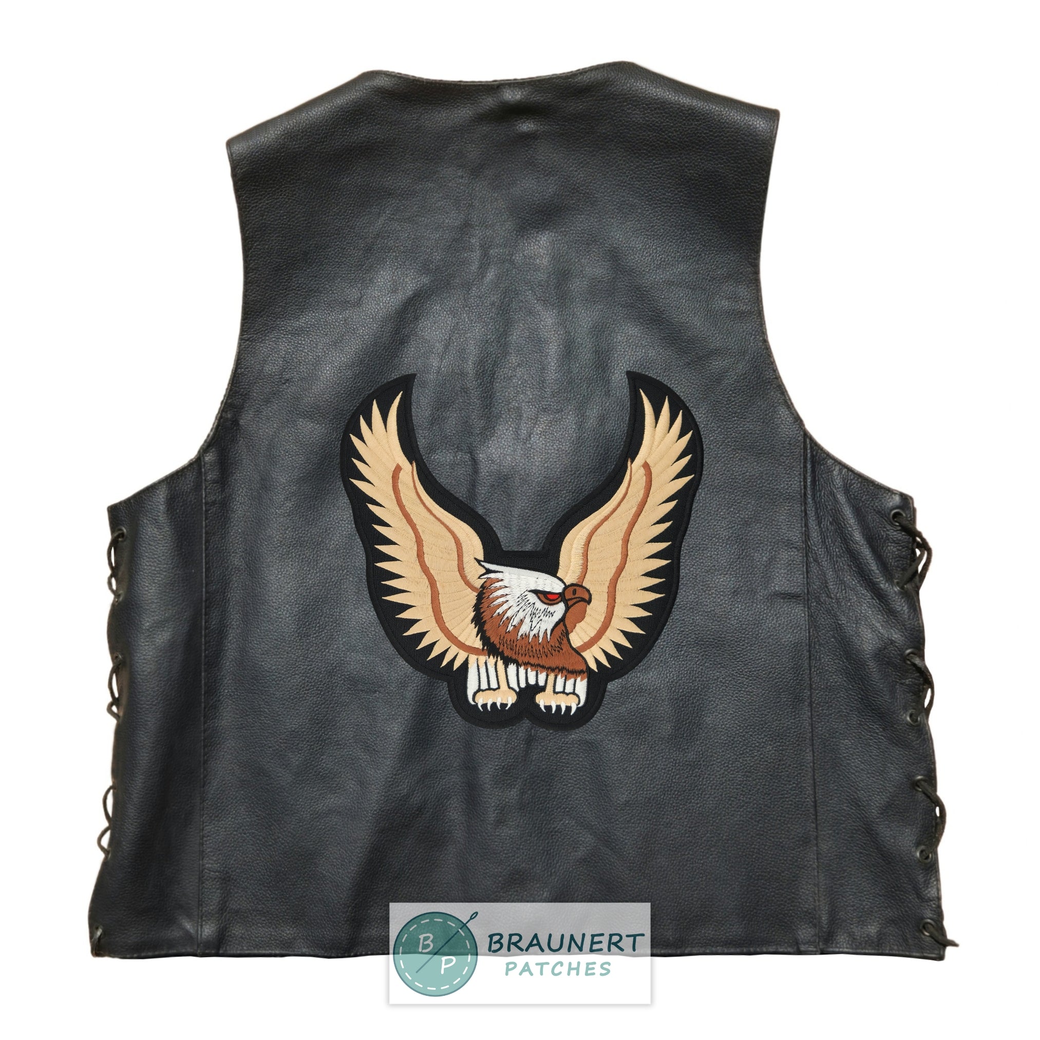 #Backpatch #14 Adler Braun XXL Biker Rückenaufnäher Back Patch Eagle Groß 24 x 24 cm