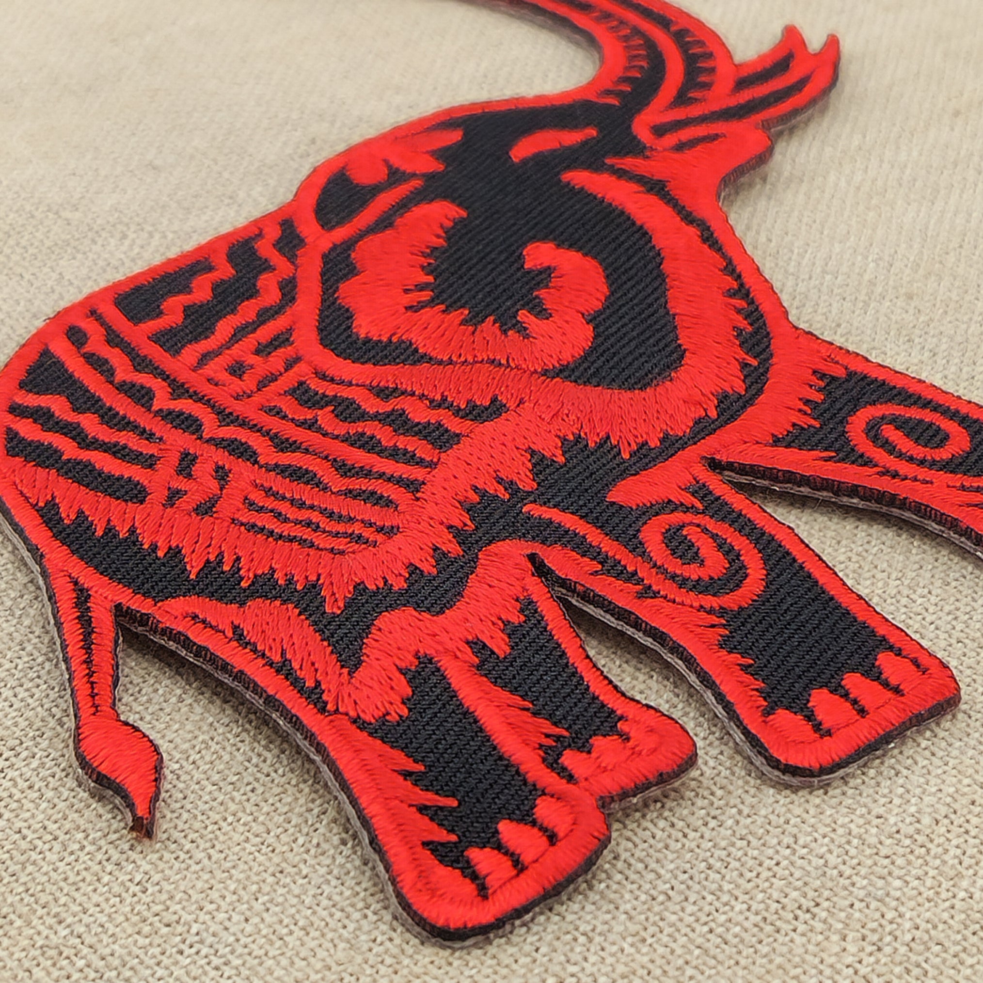 #aa34 Elephant Red Iron-On Patch Application Patch Size 8.2 x 9.7 cm - 0