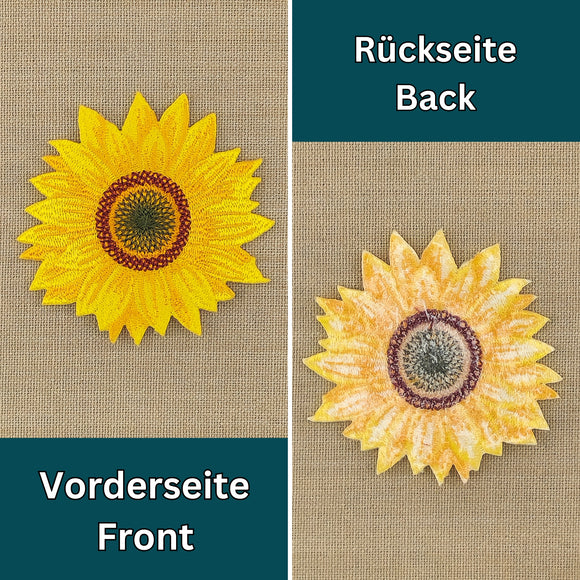 #ah83 Sonnenblume Blüte Aufnäher Patch Applikation Bügelbild Größe 6,5 x 6,5 cm