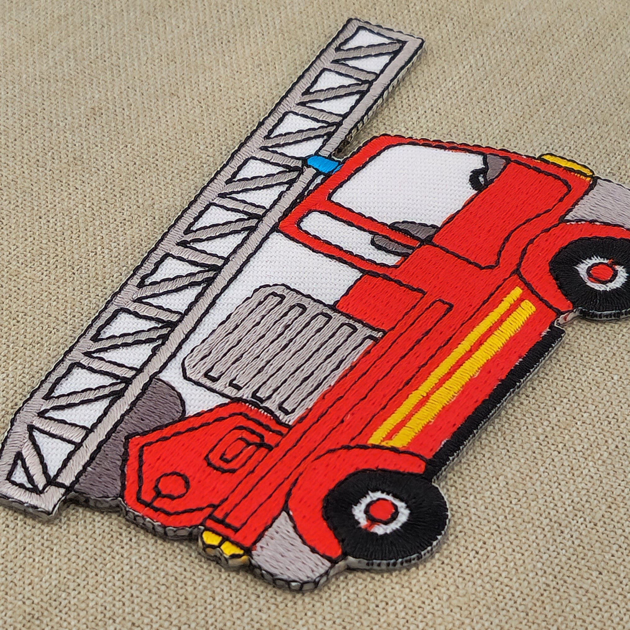 #ae90 Fire Engine Ladder Truck Red Sew-On Applique Iron-On Patch Size 10.2 x 6.6 cm - 0