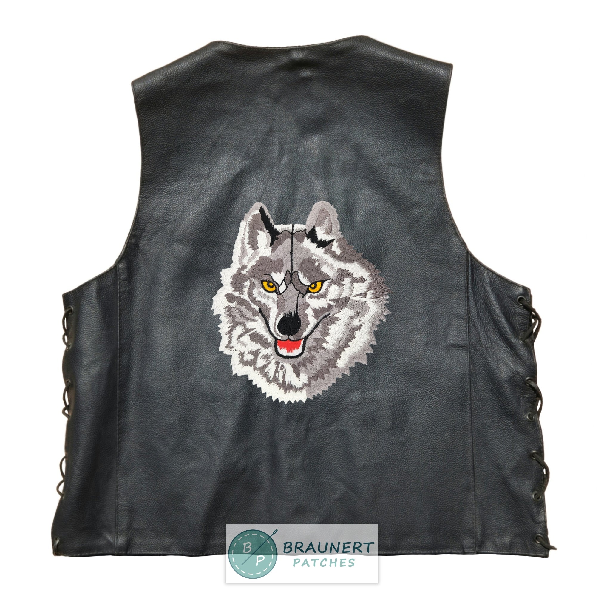 #Backpatch #01 Wolf Grau Rückenaufnäher Back Patch Groß 20 x 22 cm