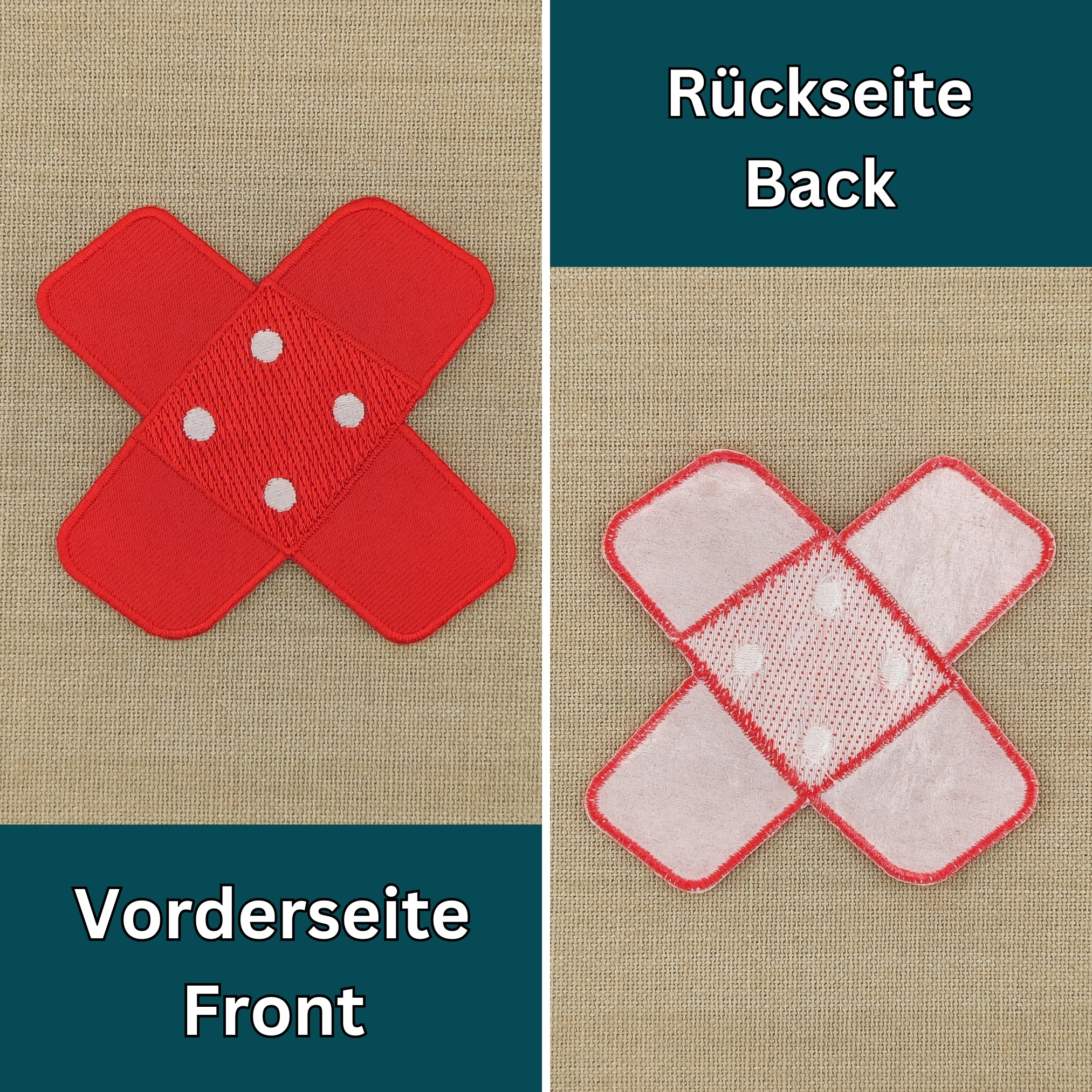 #ah94 Pflaster Rot Hosenpflaster Flicken Aufnäher Bügelbild Applikation Patch Größe 7,3 x 7,3 cm