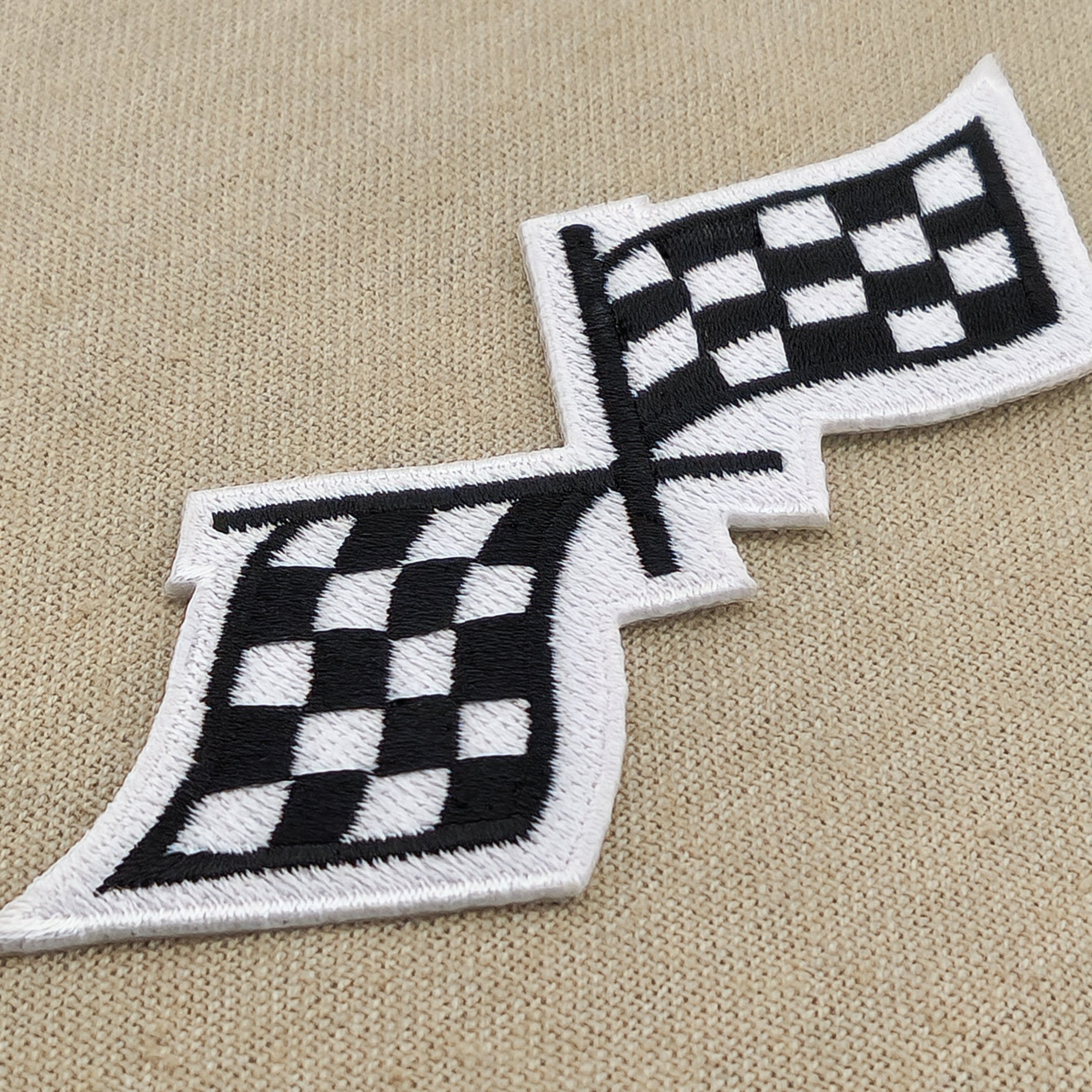 #ae91 Checkered Flag Checkered Patch Application Iron-On Patch Size 12.5 x 4.5 cm - 0