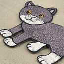 #aa92 Graue Katze Aufnäher Bügelbild Applikation Flicken Patch Größe 8,0 x 8,6 cm-5