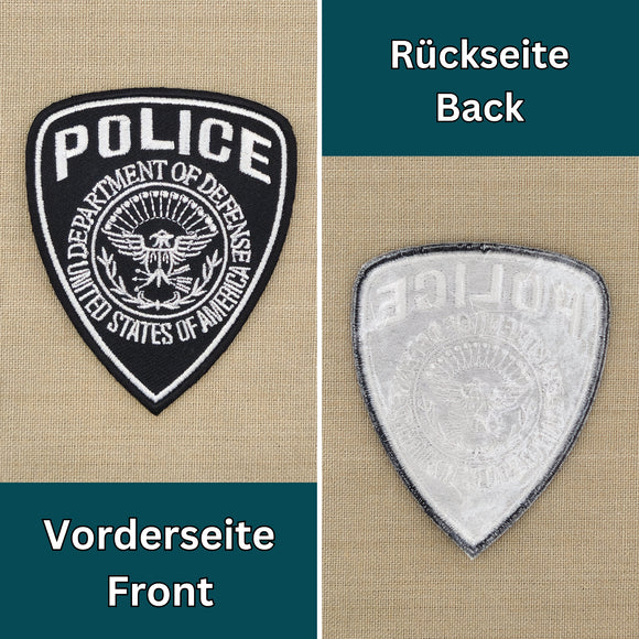 #ac31 Police Abzeichen Security Aufnäher USA Patch Applikation Bügelbild Karneval Fasching Kostüm Größe 7,5 x 9,0 cm