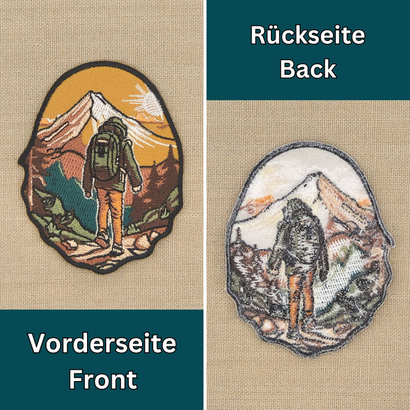 as10★Wandern Aufnäher Berge Natur Hiking Outdoor Wald Bügelbild Patch 6,4 x 8 cm