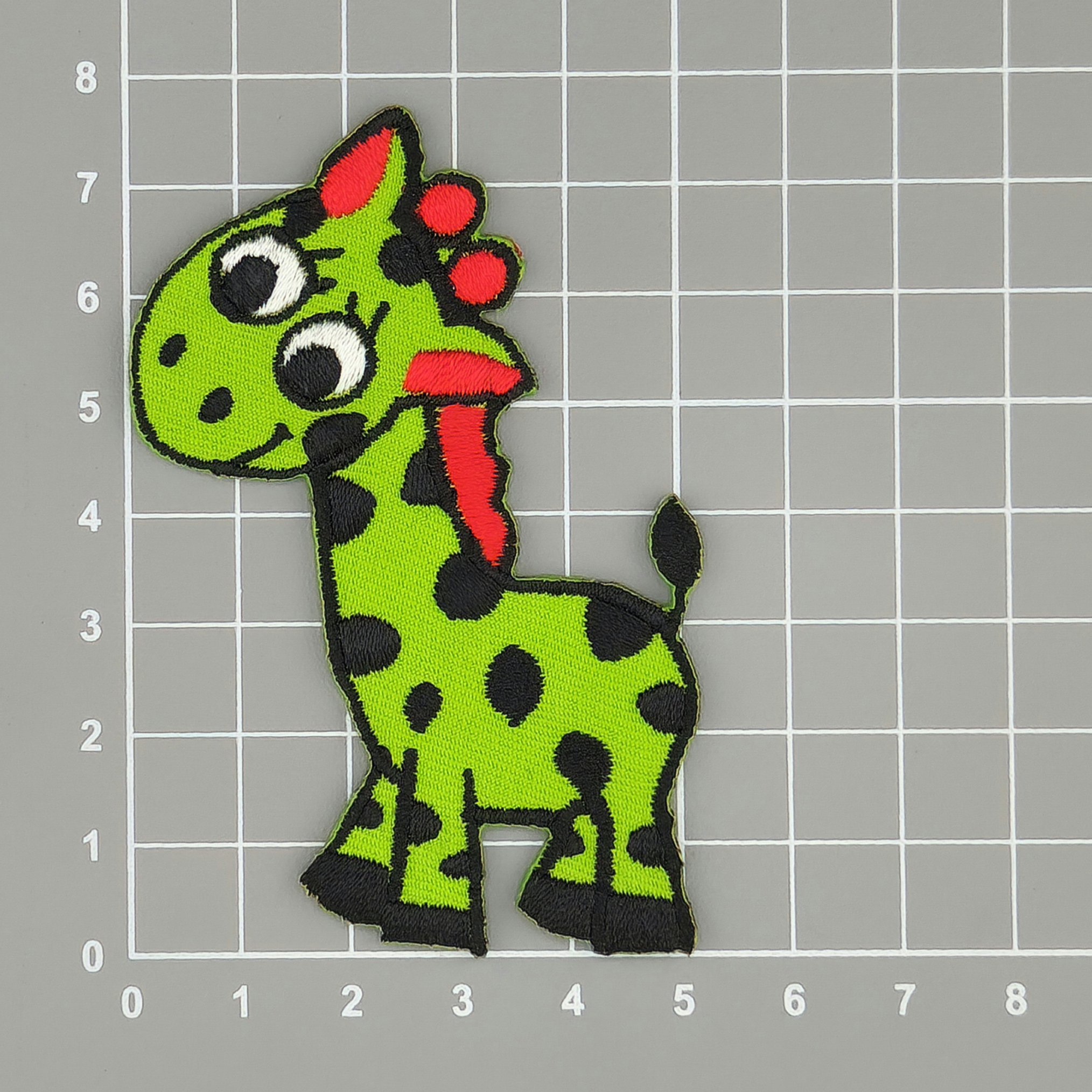 #aa38 Giraffe Green Children's Patch Iron-On Application Patch Size 5.5 x 7.8 cm