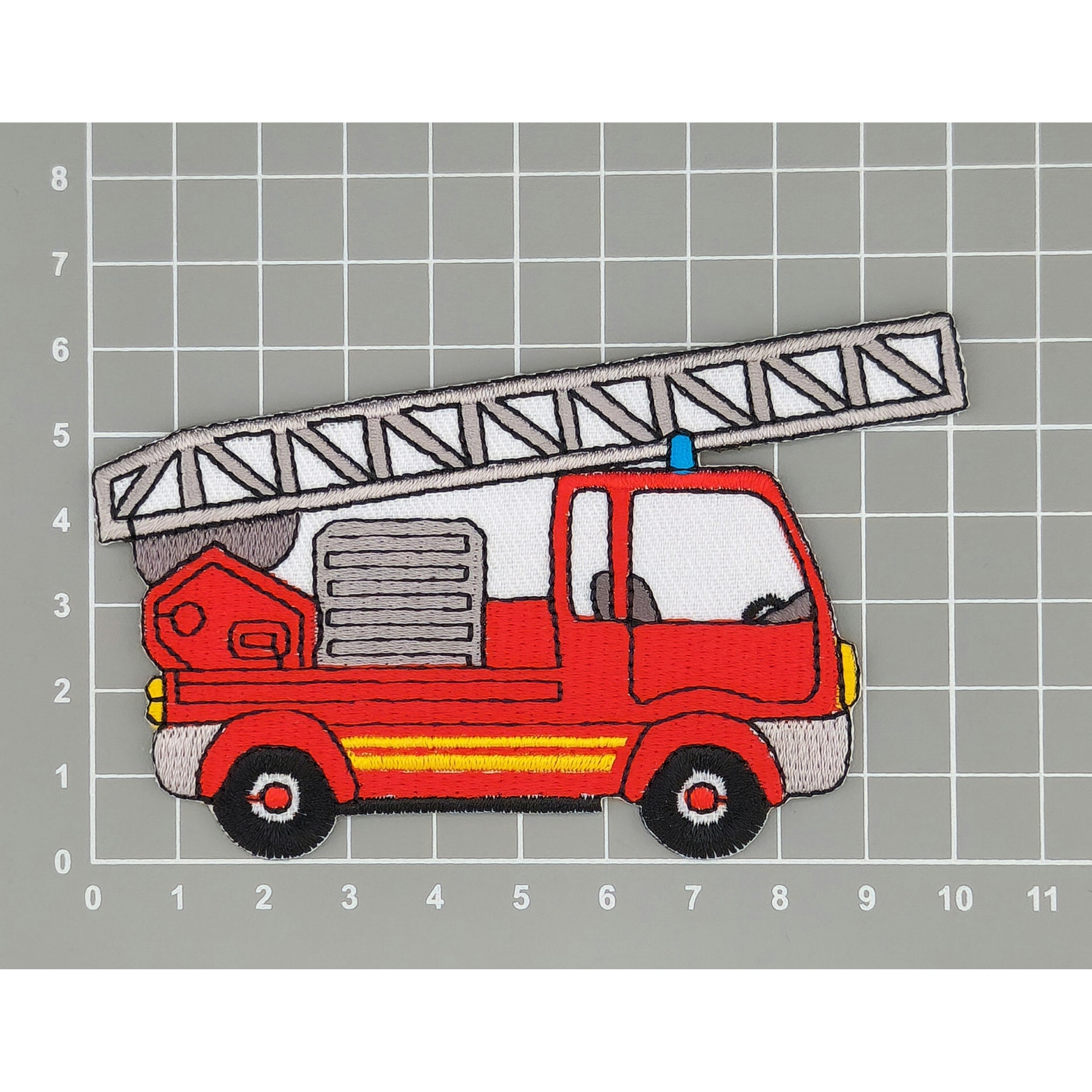 #ae90 Feuerwehr Auto Leiterwagen Rot Aufnäher Applikation Bügelbild Patch Größe 10,2 x 6,6 cm