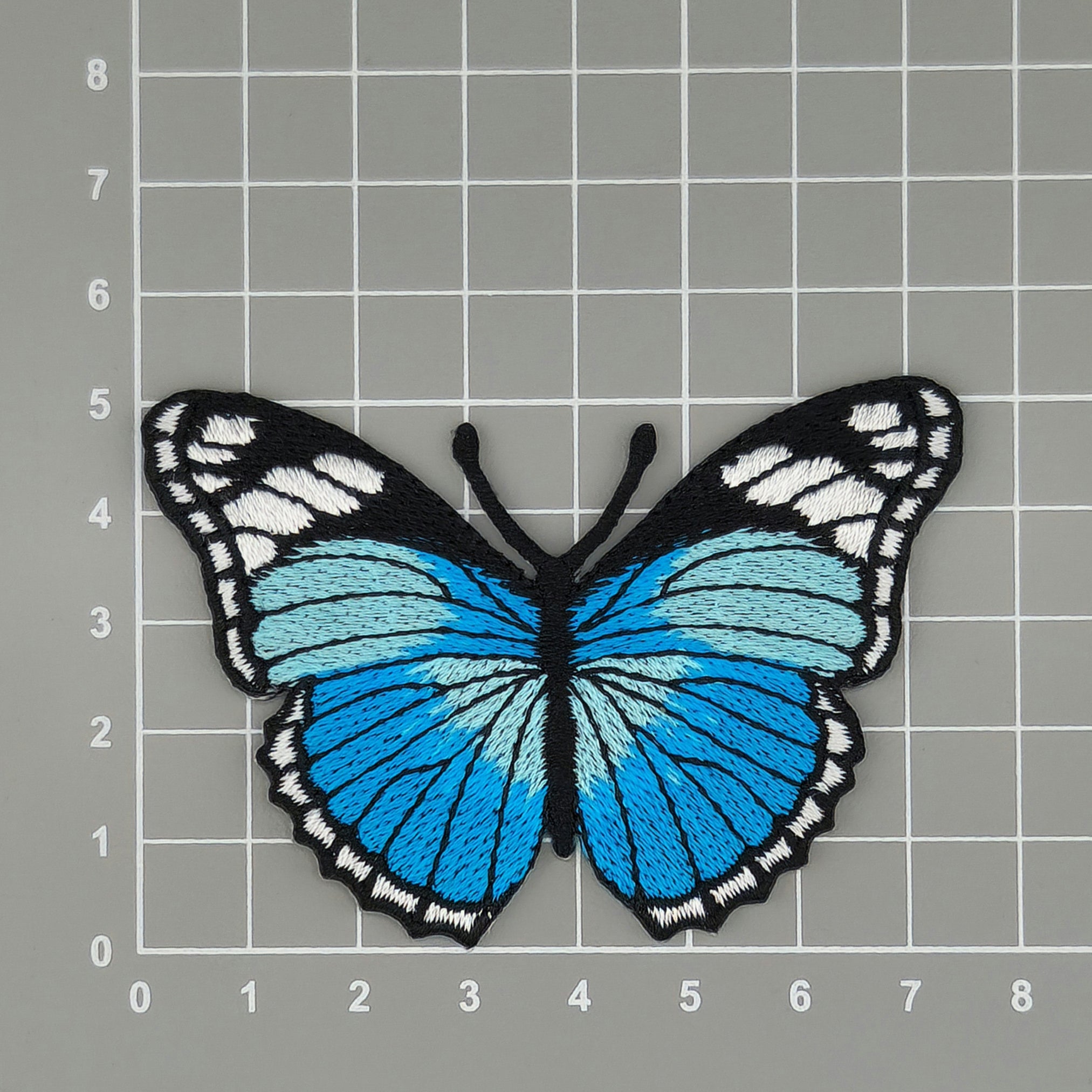 #ae47 Butterfly Blue Patch Butterfly Application Iron-On Patch Size 7.5 x 5.0 cm